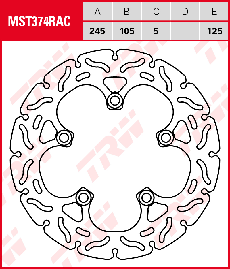 TRW Jarrulevy taakse Yamaha FZ6 600 N 2004-2006 ym. (MST374RAC) - Image 2