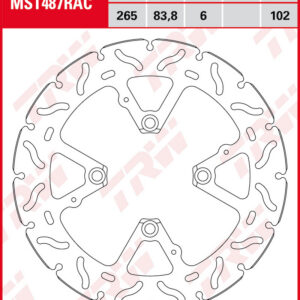 TRW Jarrulevy taakse Ducati 1198 Diavel 2012-2019 ym. (MST487RAC)