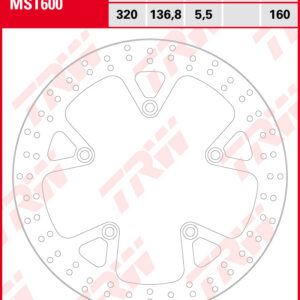 TRW Jarrulevy taakse BMW K 1600 B 2017-ym. (MST600)