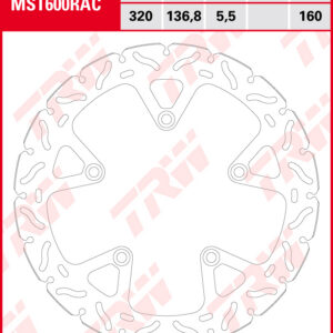 TRW Jarrulevy taakse BMW K 1600 B 2017-ym. (MST600RAC)