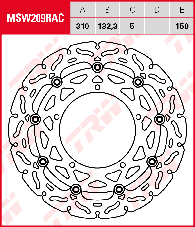 TRW Jarrulevy Wave eteen Yamaha YZF 1000 R1, TCS 2012-2014 (MSW209RAC) - Image 2