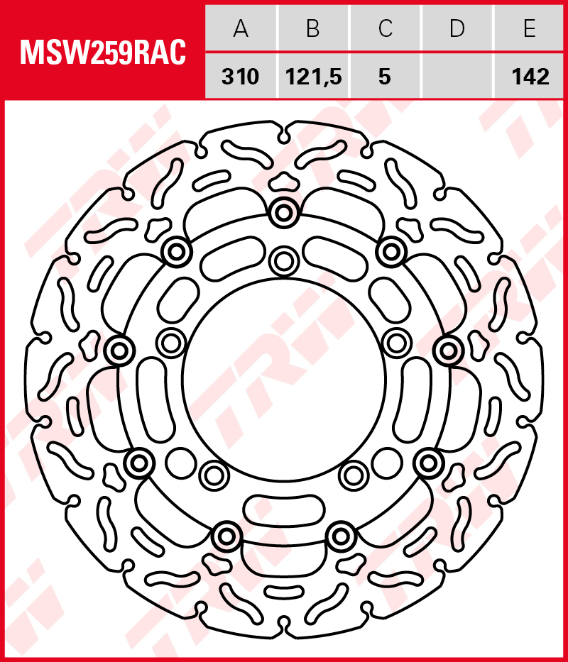 TRW Jarrulevy Wave eteen Suzuki GSR 600 2006-2010 ym. (MSW259RAC) - Image 2