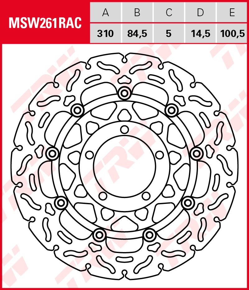 TRW Jarrulevy Wave eteen Triumph 675 Daytona, Daytona R 2006-2011 ym. (MSW261RAC) - Image 2