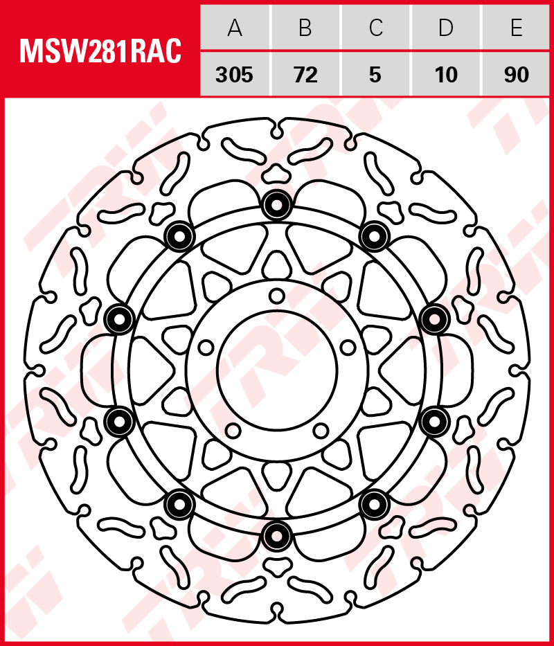 TRW Jarrulevy Wave eteen Ducati 796 Hypermotard 2010-2012 ym. (MSW281RAC) - Image 2
