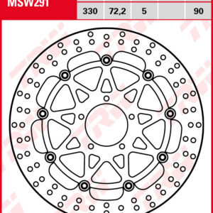 TRW Jarrulevy Wave eteen Ducati 698 Hypermotard 2023-ym. (MSW291)