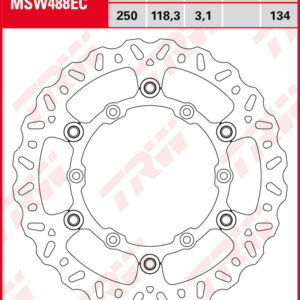 TRW Jarrulevy Wave eteen Yamaha YZ 125 2008-2016 ym. (MSW488EC)