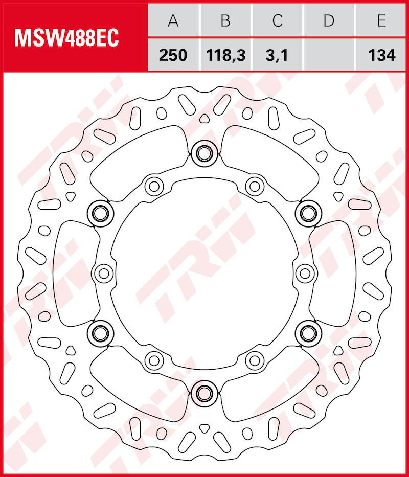 TRW Jarrulevy Wave eteen Yamaha YZ 125 2008-2016 ym. (MSW488EC)