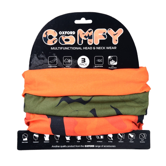 Oxford Comfy putkihuivi, Havoc Orange, 3-Pack