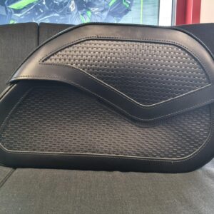 MCS Reinforced rigid leather saddlebag set. BW. 33 liter