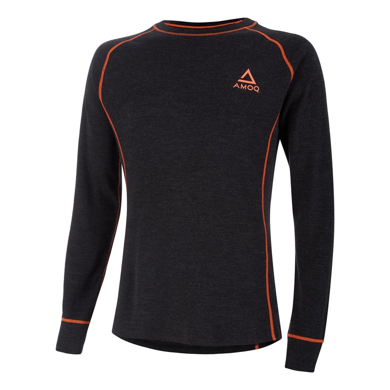 AMOQ 100% merino aluspaita, harmaa/oranssi