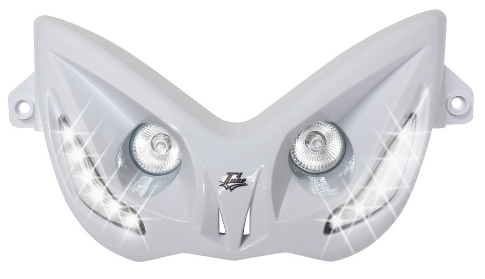 T4Tune ETULYHTY valkoinen/valk. LEDit, Yamaha Aerox/MBK Nitro